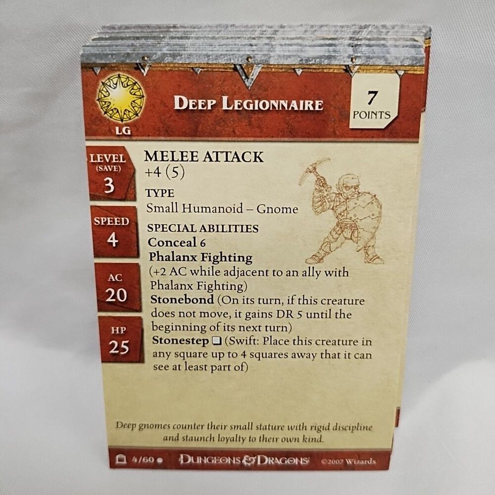 Lot Of (19) Dungeons And Dragons Night Below Miniatures Game Stat Cards